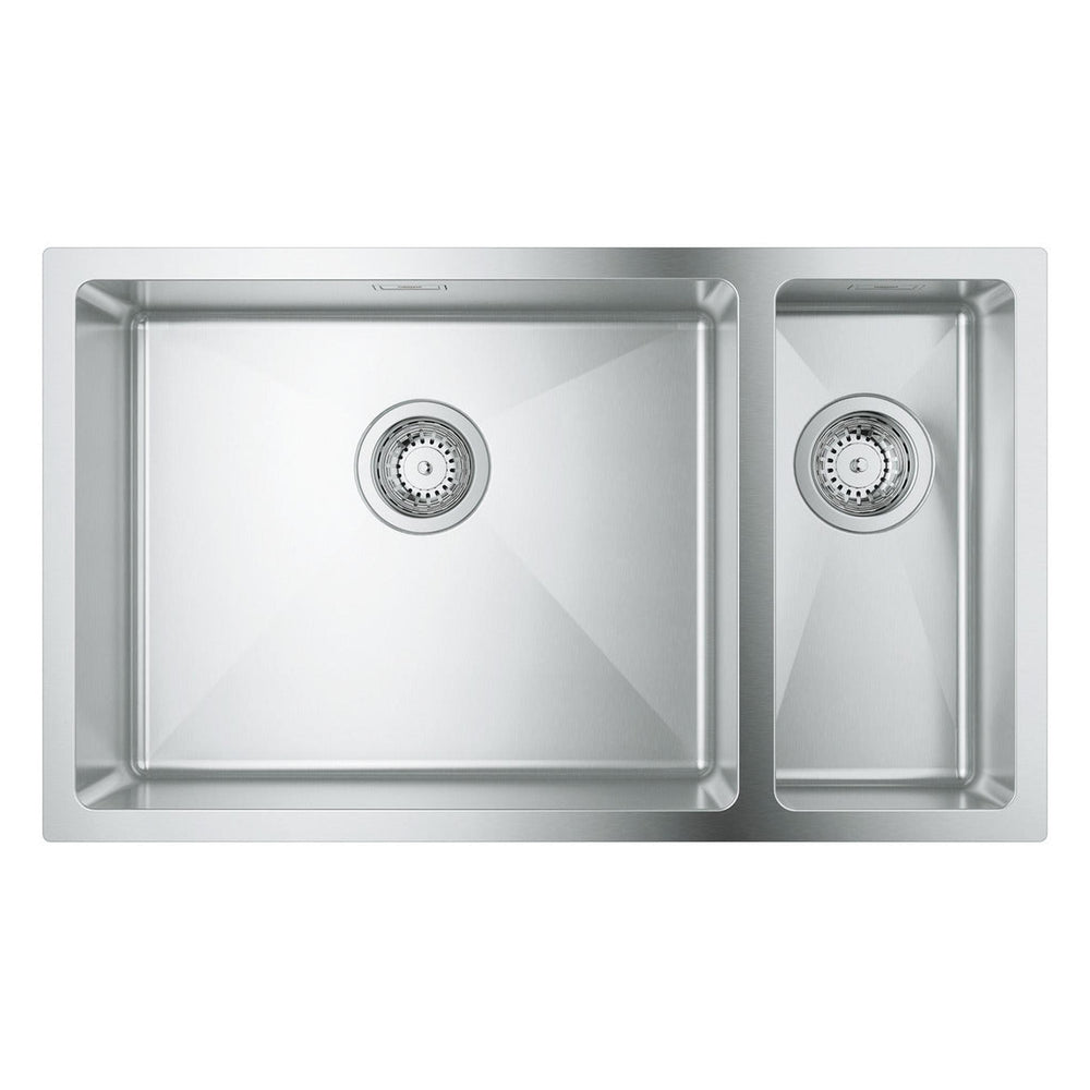 Grohe K700 Undermount One and Half  Bowl Kitchen Sink for 800mm Cabinet in Stainless Steel Satin - Front View