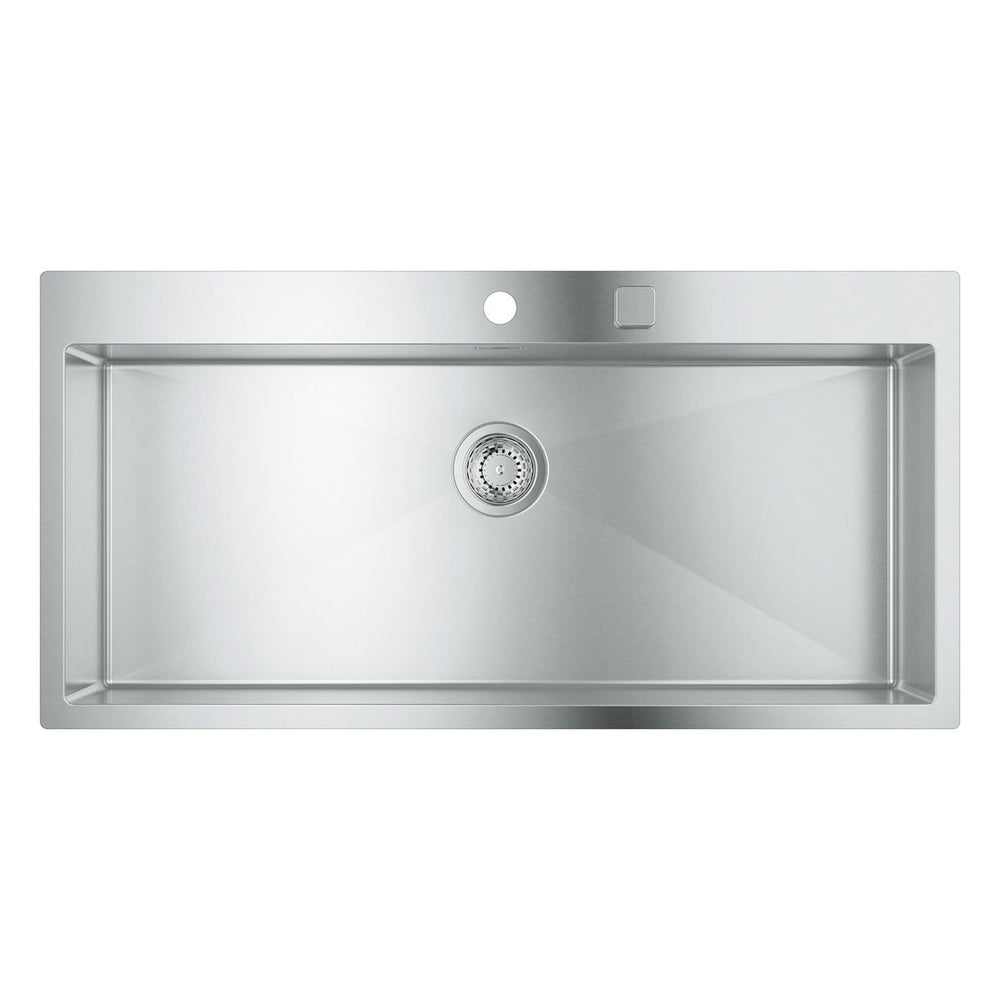Grohe K800 Flush Mount Inset Mount Single Bowl Kitchen Sink for 1,200mm Cabinet in Stainless Steel Satin - Front View