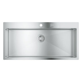 Grohe K800 Flush Mount Inset Mount Single Bowl Kitchen Sink for 1,200mm Cabinet in Stainless Steel Satin - Front View