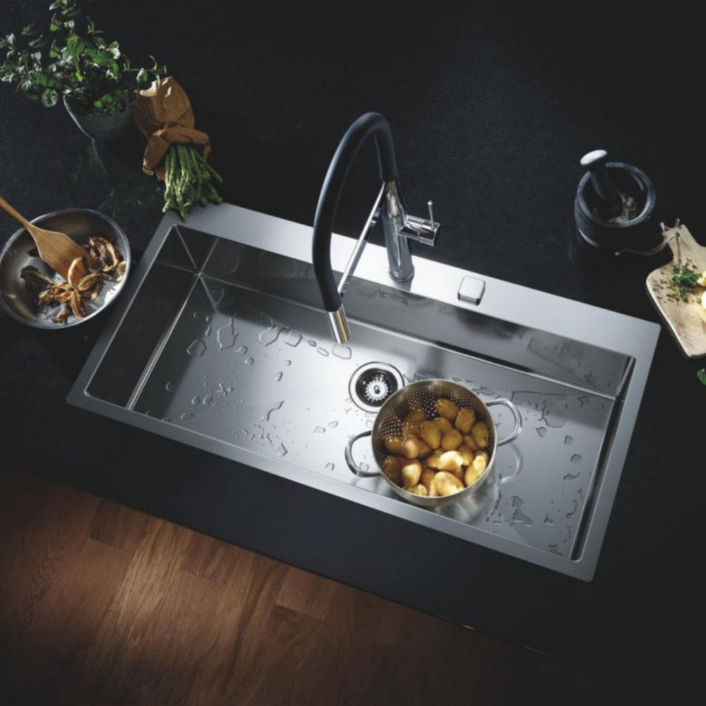 Grohe K800 Flush Mount Inset Mount Single Bowl Kitchen Sink for 1,200mm Cabinet in Stainless Steel Satin - Life Style 3