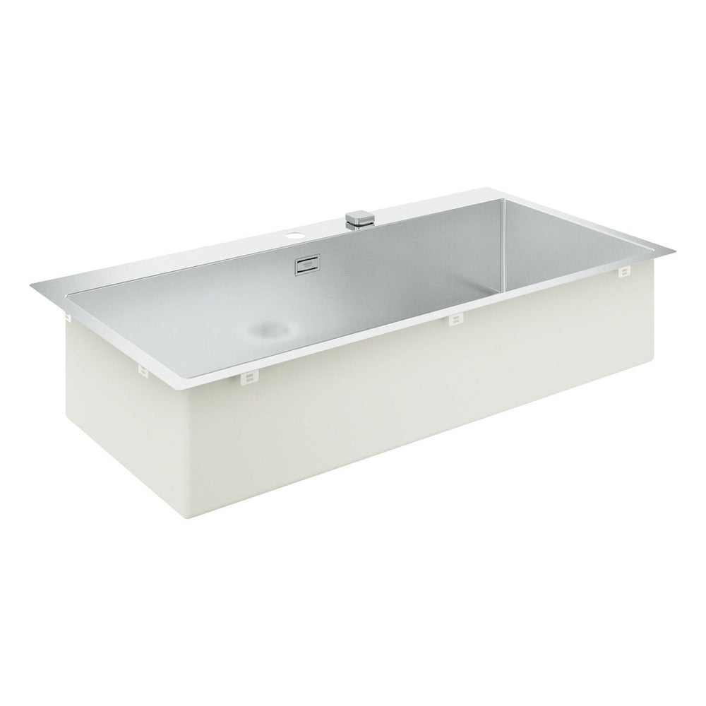 Grohe K800 Flush Mount Inset Mount Single Bowl Kitchen Sink for 1,200mm Cabinet in Stainless Steel Satin - Side View
