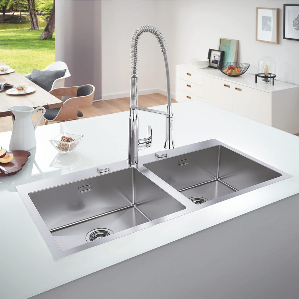 Grohe K800  Flush Mount Inset mount Double Bowl Kitchen Sink for 1,200mm Cabinet In Stainless Steel Satin - Life Style