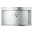 Grohe K800  Flush Mount Single Bowl Kitchen Sink for 900mm Cabinet In Stainless Steel Satin - Front View