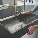 Grohe K800 90-S 1.0 Bowl Inset Kitchen Sink in Satin Finish with Grohe Whisper Insulation & Angular Diamond Base