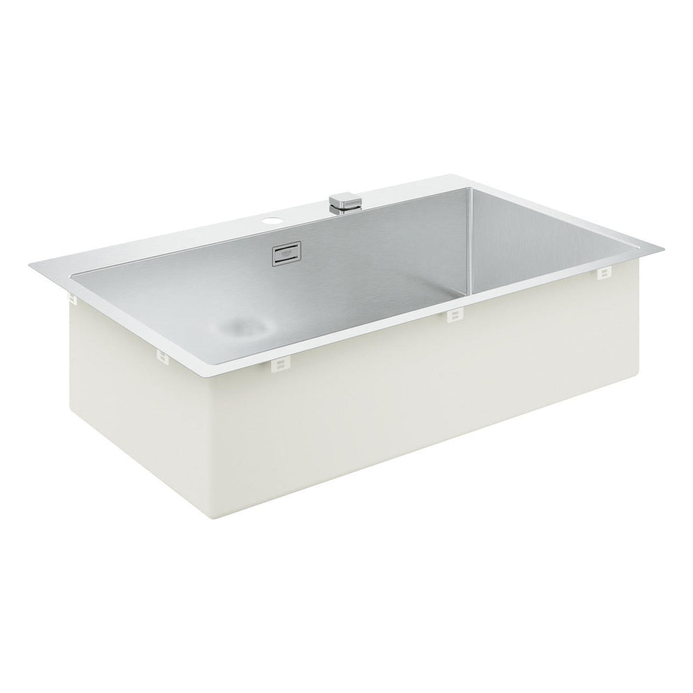 Grohe K800 Flush Mount Single Bowl Kitchen Sink for 900mm Cabinet In Stainless Steel Satin - Side View