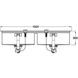 Grohe K800  Flush mount Inset mount Double Bowl Kitchen Sink For 1,200 mm Cabinet In Stainless Steel Satin 57040460 Dimension