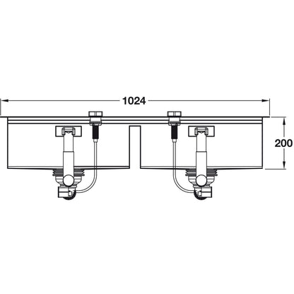 Grohe K800  Flush mount Inset mount Double Bowl Kitchen Sink For 1,200 mm Cabinet In Stainless Steel Satin 57040460 Dimension
