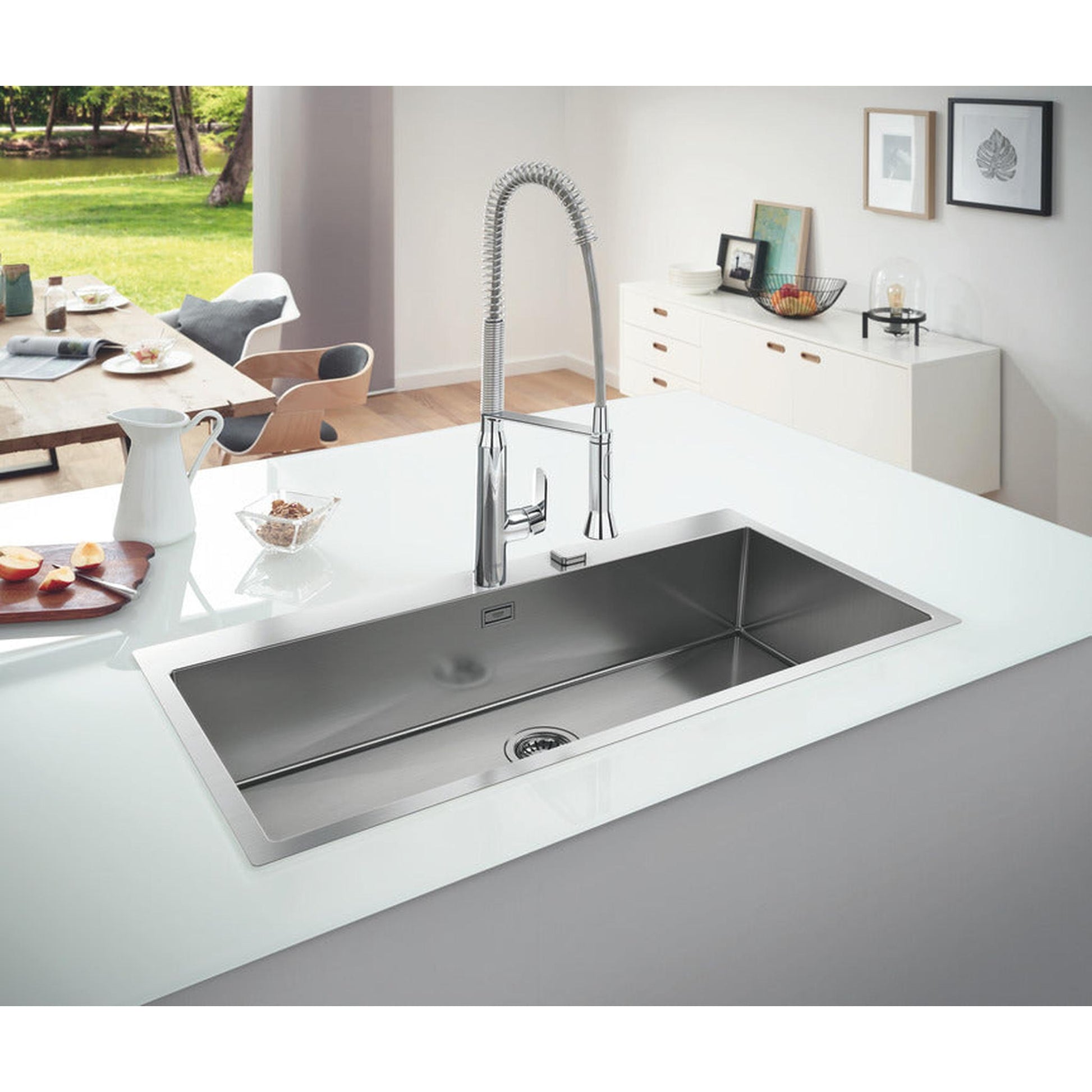 Grohe K800  Flush mount Inset mount Single Bowl Kitchen Sink For 1,200 mm Cabinet In Stainless Steel Satin 57040420 Lifestyle