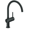 Grohe Minta C-Spout Mixer Tap With Single Lever In Black 57761390
