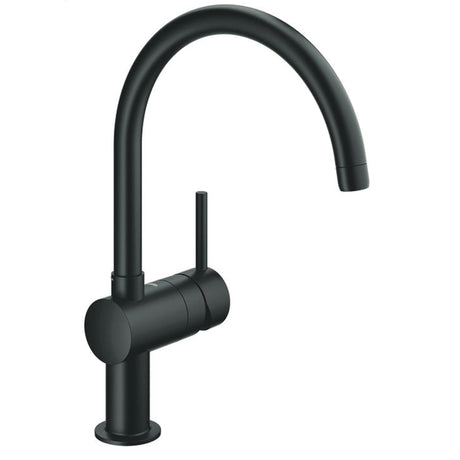 Grohe Minta C-Spout Mixer Tap With Single Lever In Black 57761390