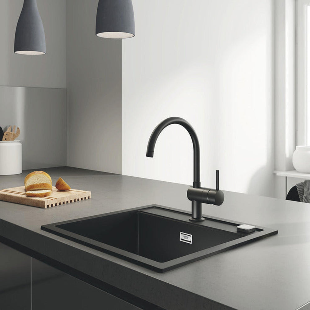 Grohe Minta Contemporary C-Spout Mixer Tap with Single Lever Monobloc in Black Life Style