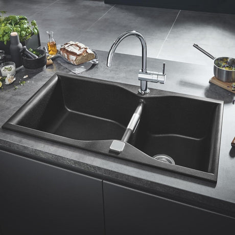 Grohe Minta Contemporary C-Spout Mixer Tap with Single Lever Monobloc in Chrome Life Style