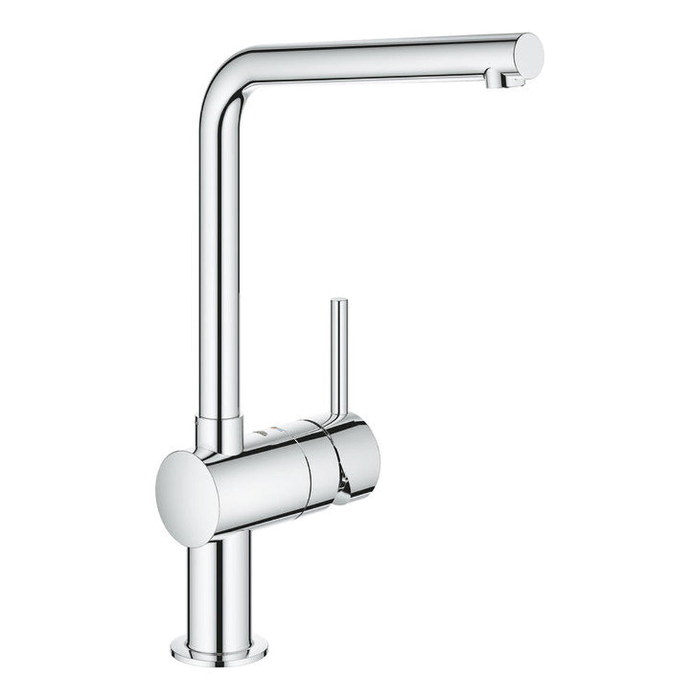 Grohe Minta Contemporary L-Spout Mixer Tap with Single Lever Mixer in Polished Chrome Right View