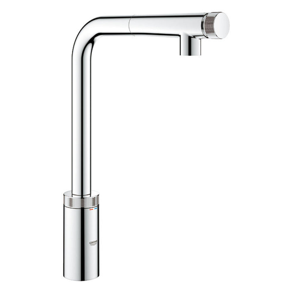Grohe Minta L-Spout Tap SmartControl With Pull Out Spray in Polished Chrome Left View