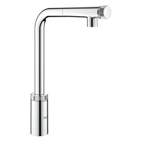 Grohe Minta  L-Spout Tap Smartcontrol With Pull Out Spray  In Polished Chrome Left View 31613000