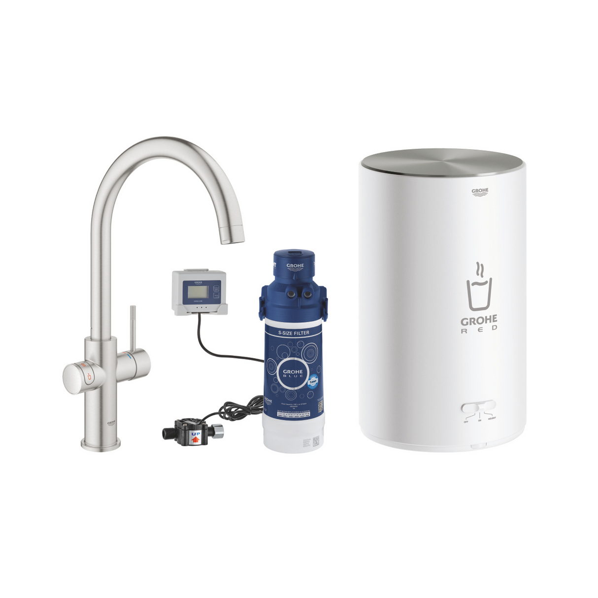 Grohe_Red_Duo_C-Spout_3_Litres_Tap_With_Instant_Hot_Water_and_Mixer_In_Super_Steel