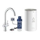 Grohe Red Duo C-Spout 3 Litres Tap with Instant Hot Water and Mixer in Chrome