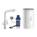 Grohe Red Duo Instant Boiling Water L-Spout Kitchen Mixer Tap with 3 Litre Boiler & CoolTouch Technology in Chrome