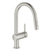 Grohe Vento C-Spout Pull Out Spray With Single Lever Mixer In Brushed super steel 57760090