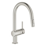 Grohe Vento C-Spout Pull Out Spray With Single Lever Mixer In Brushed super steel 57760090