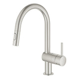 Grohe Vento C-Spout Pull Out Spray With Single Lever Mixer In Brushed super steel 57760090 1