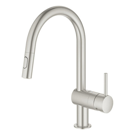 Grohe Vento C-Spout Pull Out Spray With Single Lever Mixer In Brushed super steel 57760090 1