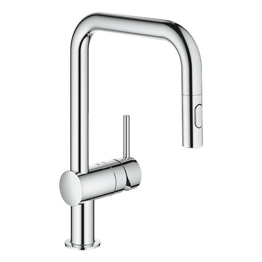 Grohe Vento Pull Out Spray U-Spout Tap  With Single Lever Mixer In Polished Chrome 57761200