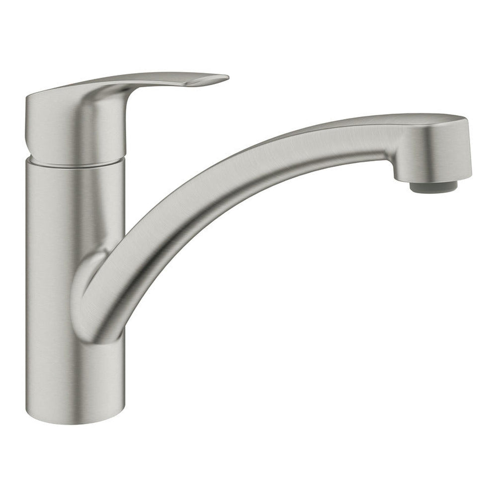 Grohe Via Contemporary Low Spout Mixer Tap With Single Lever In Brushed Super Steel

