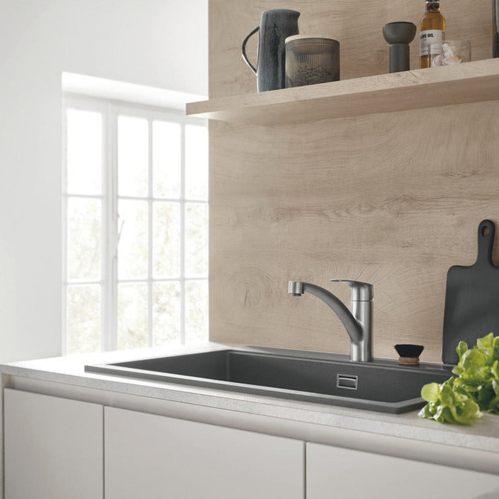Grohe Via Contemporary Low Spout Mixer Tap With Single Lever In Brushed Super Steel Life Style