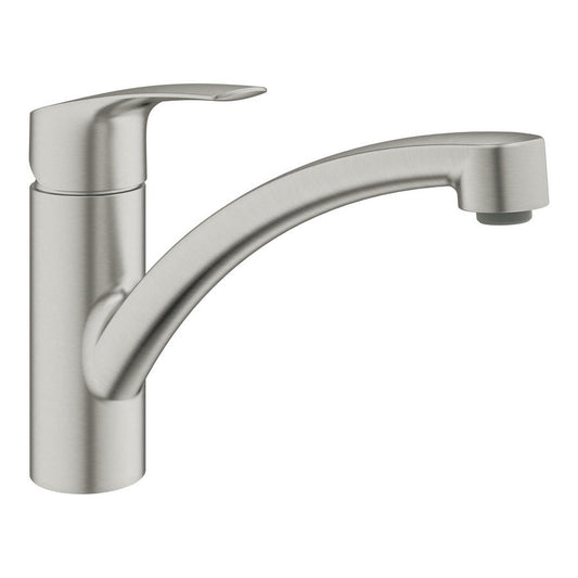 Grohe Via Contemporary Low Spout Mixer Tap With Single Lever In Brushed super steel 57760040

