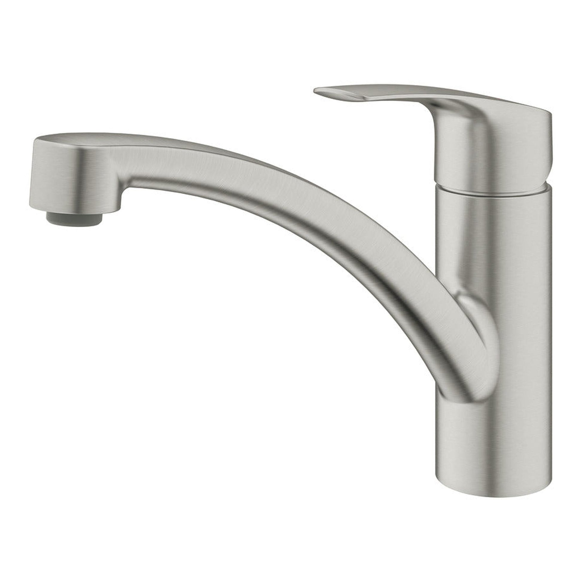 Grohe Via Contemporary Low Spout Mixer Tap With Single Lever In Brushed super steel 57760040
