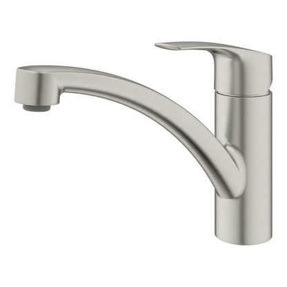 Grohe Via Contemporary Low Spout Mixer Tap With Single Lever In Brushed super steel 57760040
