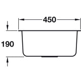 Häfele Christina Single Bowl Kitchen Sink For 500mm Cabinet in Stainless Steel 
Polished 56782330 Dimension