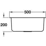Häfele Christina Undermount Single Bowl Kitchen Sink For 500mm Cabinet in Stainless Steel satin 56782350  Dimension
