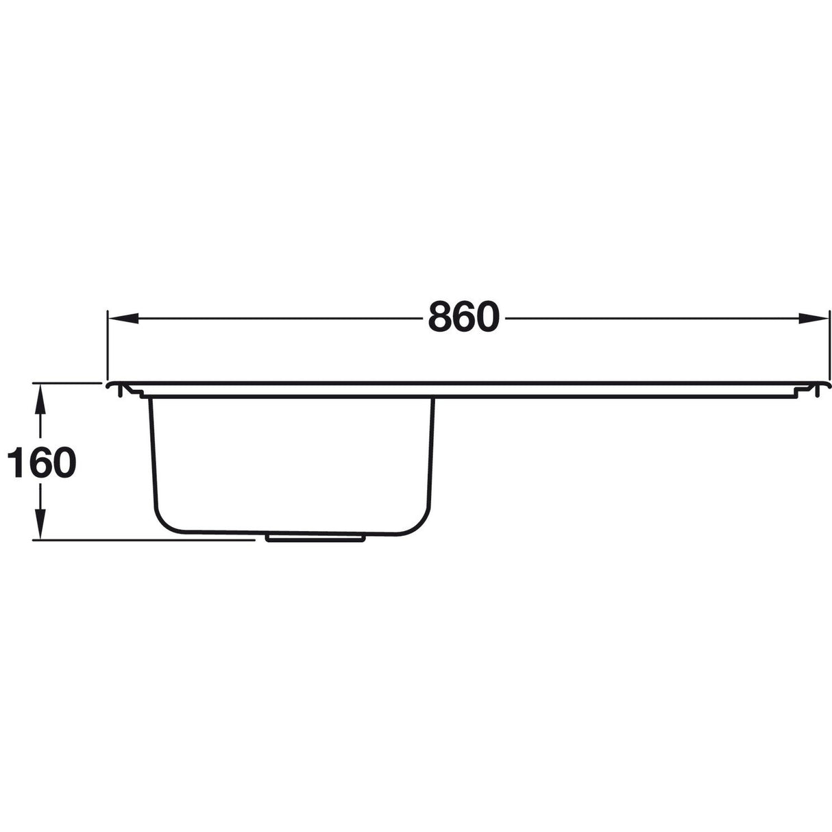 Häfele Irah  Inset Mount Single Bowl Kitchen Sink For 500mm Cabinet in Stainless Steel Satin 56745240 Dimension