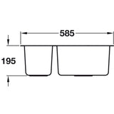 Häfele Lido Undermount One And Half Bowl Kitchen Sink For 600mm Cabinet in Stainless Steel Satin 56782220 Dimension