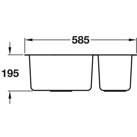 Häfele Lido Undermount One And Half Bowl Kitchen Sink For 600mm Cabinet in Stainless Steel Satin 56782221 Dimension
