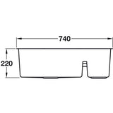 Häfele Lido Undermount One And Half Bowl Kitchen Sink For 800mm Cabinet in Stainless Steel Satin 56782260 Dimension