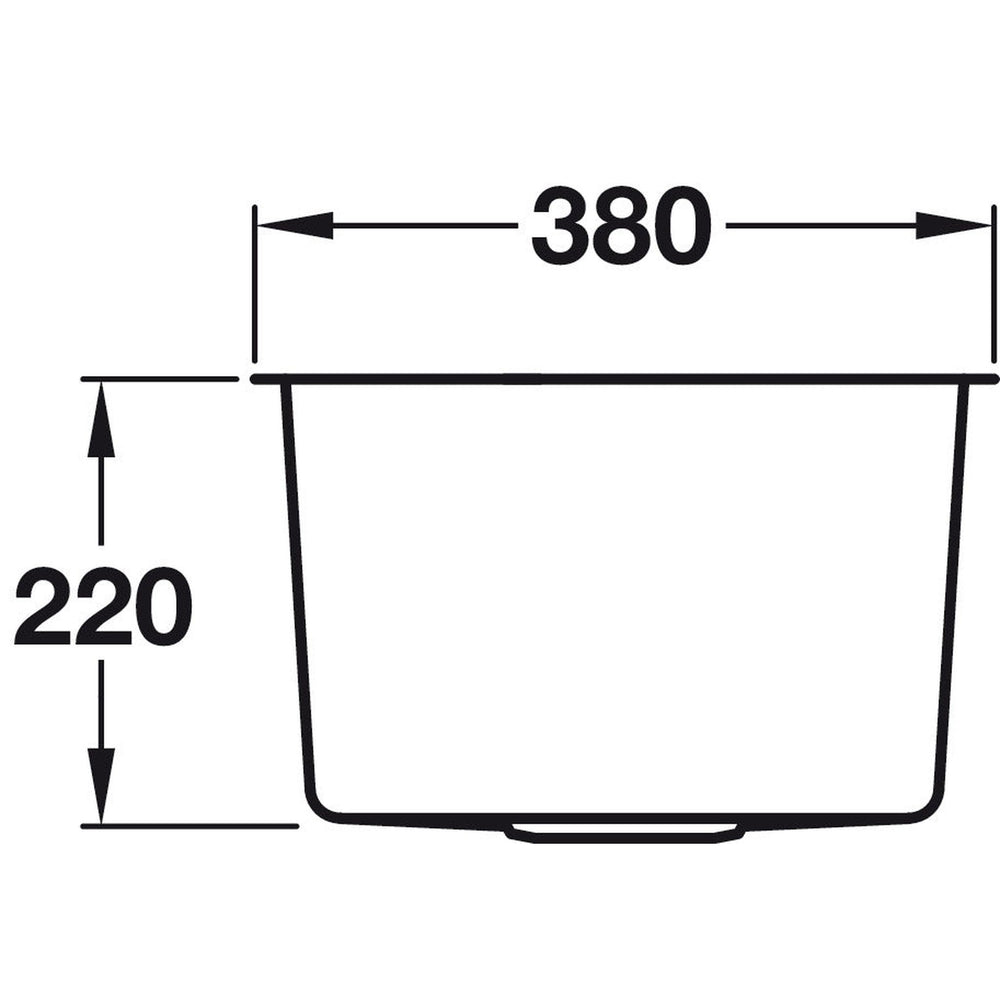 Häfele Lido Undermount Single Bowl Kitchen Sink For 400mm Cabinet in Stainless Steel Satin 56782230 Dimension
