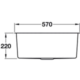 Häfele Lido Undermount Single Bowl Kitchen Sink For 600mm Cabinet in Stainless Steel 56782240 Dimension