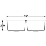 Häfele Lido Undermount Single Bowl Kitchen Sink For 900mm Cabinet in Stainless Steel Satin 56782250 Dimension