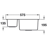 Häfele Murano Undermount One and Half Bowl Kitchen Sink For 600mm Cabinet in Stainless Steel 56782212 Dimension