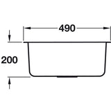 Häfele Murano Undermount Single Bowl Kitchen Sink For 500mm Cabinet in Stainless Steel 56782190 Dimension