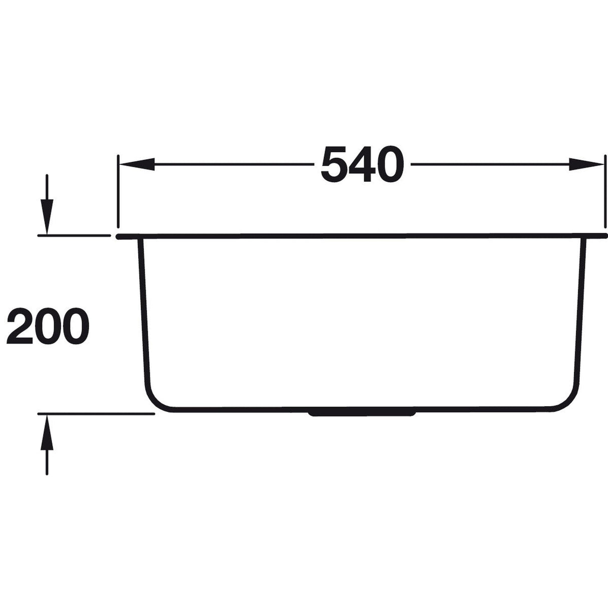 Häfele Murano Undermount Single Bowl Kitchen Sink For 600mm Cabinet in Stainless Steel Satin 56782200 Dimension