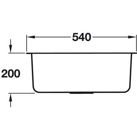Häfele Murano Undermount Single Bowl Kitchen Sink For 600mm Cabinet in Stainless Steel Satin 56782200 Dimension