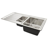 Häfele Veneto Inset Mount One and Half Bowl with Drainer Kitchen Sink For 600mm Cabinet in Stainless Steel 56782142 1