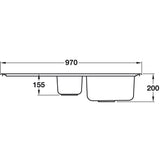 Häfele Veneto Inset Mount One and Half Bowl with Drainer Kitchen Sink For 600mm Cabinet in Stainless Steel 56782142 Dimension