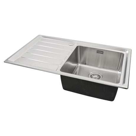 Häfele Veneto Inset Mount Single Bowl Kitchen Sink For 500mm Cabinet in Stainless Steel Satin 1