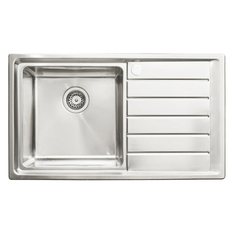 Häfele Veneto Inset Mount Single Bowl Kitchen Sink For 500mm Cabinet in Stainless Steel Satin 56782161