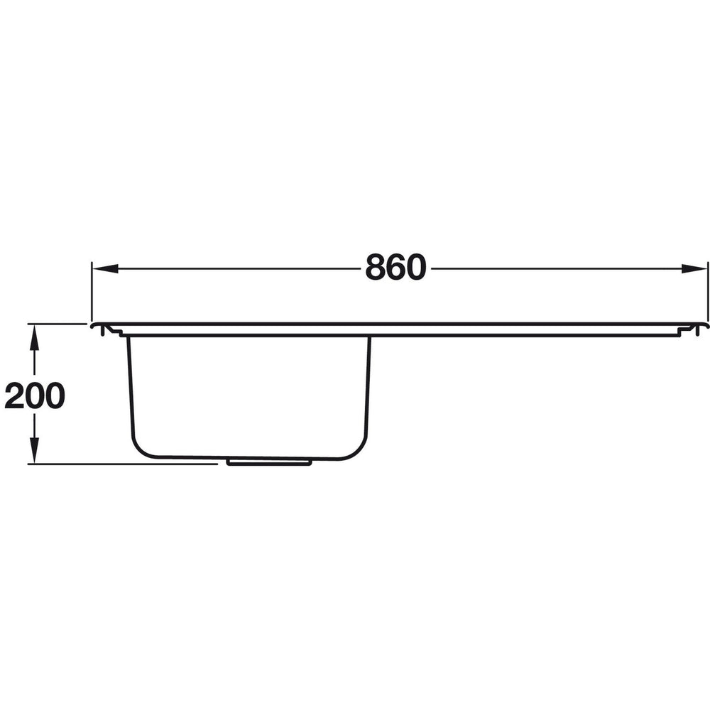 Häfele Veneto Inset Mount Single Bowl Kitchen Sink For 500mm Cabinet in Stainless Steel Satin 56782161 Dimension